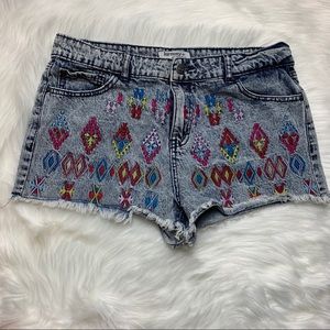 HARMONY + HAVOC Tribal Aztec Acid Wash Cut Offs 12